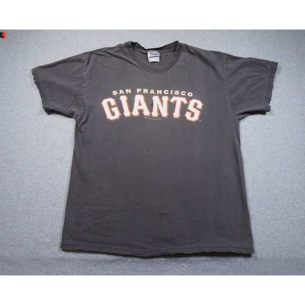 Vintage San Francisco Giants Shirt Men Large Black Faded Distressed Baseball